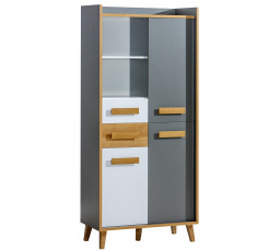 WERSO gardróbszekrény - W3, Fehér Briliáns+Antracit+Rivera