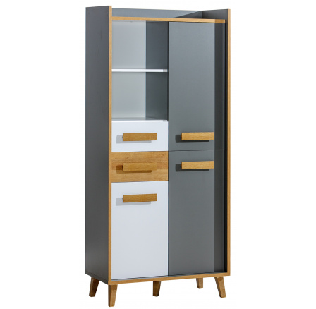 WERSO gardróbszekrény - W3, Fehér Briliáns+Antracit+Rivera