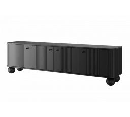 Szafka RTV Vesper 4D 187 cm - czarny / czarne uchwyty / nogi kule