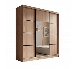 Keri 200 Gardróbszekrény Sonoma+Fekete