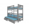 Háromszemélyes emeletes ágy matracokkal KARLO Gray