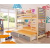 Háromszemélyes emeletes ágy matracokkal SORIA Pine+Gray