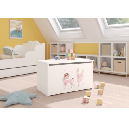Játéktároló láda DARIA White+Ballerina With Unicorn
