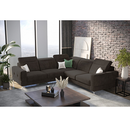 ZESTAW NAROŻNIK MALIBU MAX 250x250 CM + PUFA 70X70 CM FN29 (ODCIENIE GORZKIEJ CZEKOLADY) - SZYBKA WYSYŁKA