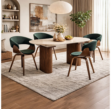 Stół OVAL Rozkładany 180-220 cm Trawertyn/Orzech