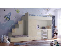 Vyvýšená postel PARADISE 5, Kašmír Béžová lesk