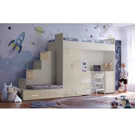 Vyvýšená postel PARADISE 5, Kašmír Béžová lesk