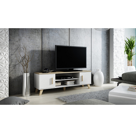 LOTTA 160 (2D2K) TV-állvány, fehér / sonoma tölgy LOTTA 160 (2D2K) TV-állvány, fehér / sonoma tölgy