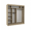 Tolóajtós és tükörrel ellátott ruhásszekrény BALTON 200 Fehér+Fehér