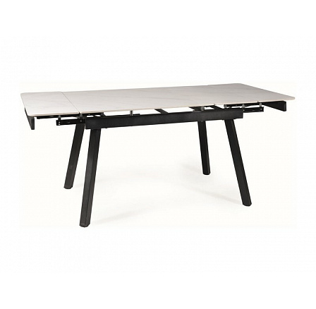 JOHN étkezőasztal 120(180) cm, Fehér márvány hatás/Fekete matt
