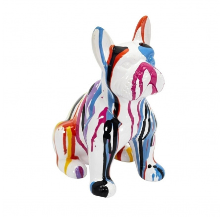 Francia bulldog figura S fehér/színes