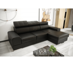 NAROŻNIK ROYAL MINI 260×160 SKÓRA NATURALNA - prawa , Skóra czarna
