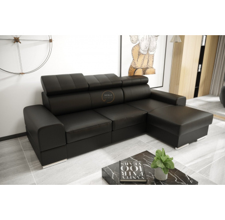 NAROŻNIK ROYAL MINI 260×160 SKÓRA NATURALNA - prawa , Skóra czarna
