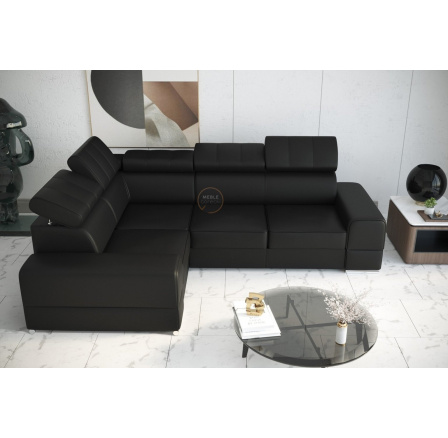 NAROŻNIK ROYAL II 280×210 - lewa , Czarna eko skóra