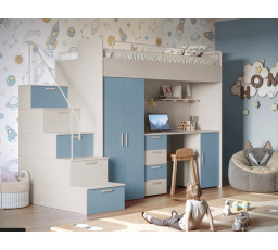 Patrová postel PARADISE 4S Kašmír Modrá mat