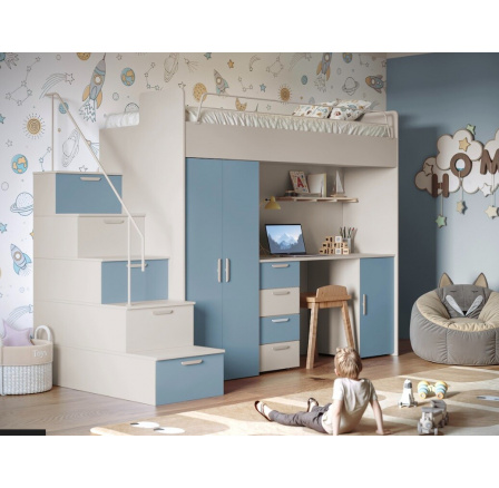 Patrová postel PARADISE 4S Kašmír Modrá mat