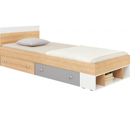 PIXEL PX15 L/P ágy, Keksz Tölgy/Fehér Lux/Szürke