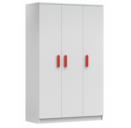 3D SMYK I - 19 Gardróbszekrény, Fehér Matt/Piros