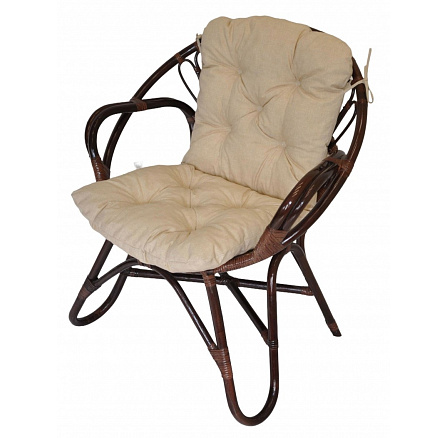 Lentera rattan fotel barna, bézs párnával Lentera rattan fotel barna, bézs párnával