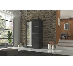 GILTON 120 ruhásszekrény, Fekete/Fekete