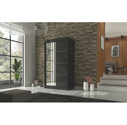 GILTON 120 ruhásszekrény, Fekete/Fekete