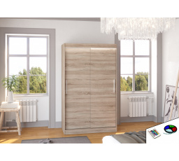 Tolóajtós szekrény LED világítással COLLIN 120 Truffle+Truffle