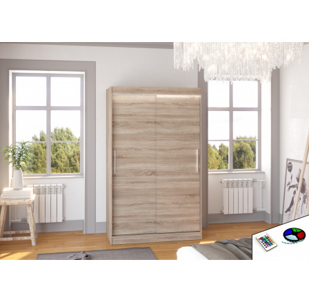 Tolóajtós szekrény LED világítással COLLIN 120 Truffle+Truffle