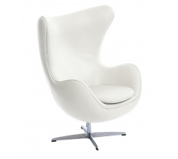 Tojásfotel fehér bőr 01 Prémium