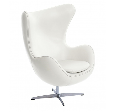 Tojásfotel fehér bőr 01 Prémium