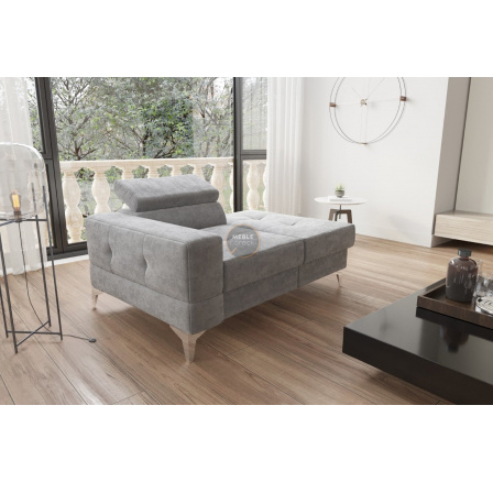 SOFA JEDNOOSOBOWA TOSCANIA I SZEZLONG 135 CM - Odcienie szarości , Szezlong po prawej - prawa strona
