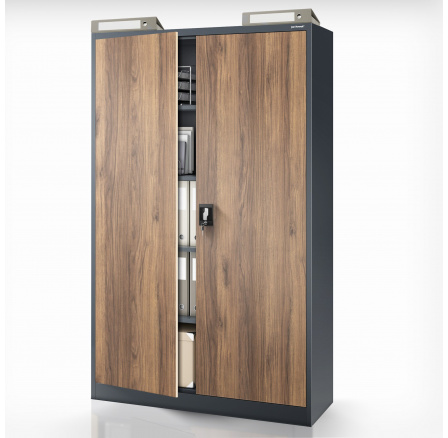 Fém irodai szekrény dokumentumokhoz JAN II, Eco Design: antracit/dió