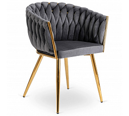 Krzesło CAPI Szare Plecione Welurowe