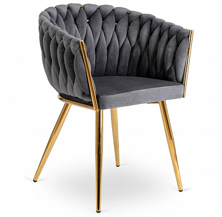 Krzesło CAPI Szare Plecione Welurowe