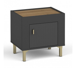 MOSSA MO11 éjjeliszekrény, Whisky Tölgy/Fekete matt