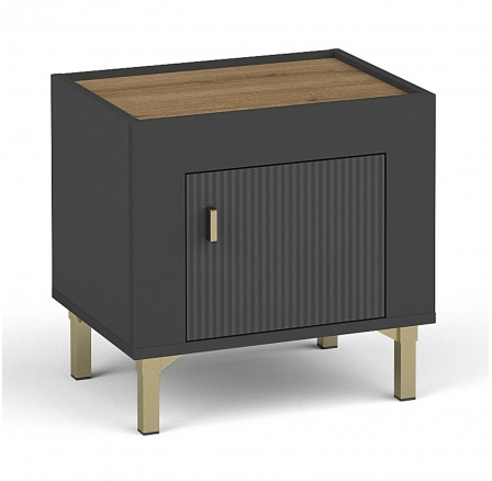 MOSSA MO11 éjjeliszekrény, Whisky Tölgy/Fekete matt