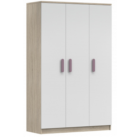 3D SMYK III Gardróbszekrény - 19, Sonoma Tölgy/Fehér/Hanga