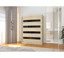 Tolóajtós szekrény lacobellel MARTINEZ 150 Sonoma+Fekete Lacobel