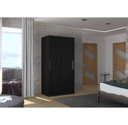 ASTEN 100 tolóajtós ruhásszekrény Fekete+Fekete