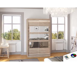 Tolóajtós szekrény tükörrel és LED világítással KOLORADO 120 Truffle+Truffle