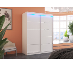 Tolóajtós szekrény LED világítással LUFT 150 Fehér+Fehér