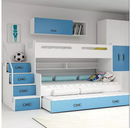 MAX 3 NIEBIESKI 3 OSOBOWY BEZ MATERACY 120 X 200 KPL