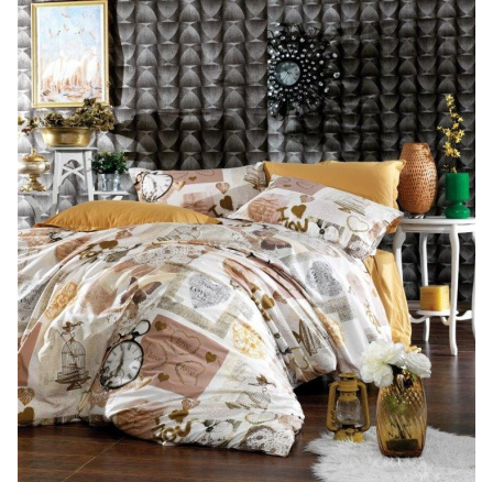 Saténový povlak na polštář Clock natur