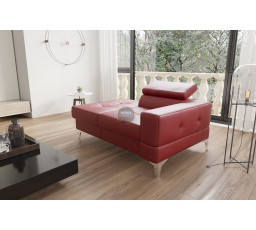 SOFA JEDNOOSOBOWA TOSCANIA I SZEZLONG 135 CM SKÓRA NATURALNA - Skóra czerwona , Szezlong po lewej - lewa strona