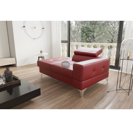 SOFA JEDNOOSOBOWA TOSCANIA I SZEZLONG 135 CM SKÓRA NATURALNA - Skóra czerwona , Szezlong po lewej - lewa strona