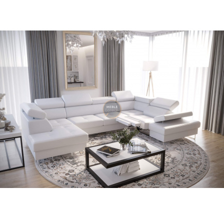 NAROŻNIK GALAXY MAX II RELAX Z FUNKCJĄ SPANIA 215x350x170 - Eko skóra biała , prawa NAROŻNIK GALAXY MAX II RELAX Z FUNKCJĄ SPANIA 215x350x170 - Eko skóra biała , prawa