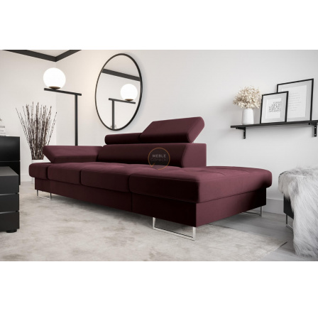 SOFA GALAXY II SZEZLONG 235 CM - Odcienie bordowego , Szezlong po prawej - prawa strona