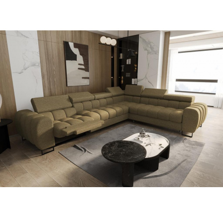 NAROŻNIK ROZKŁADANY ASPEN MAX RELAX 330x260 CM - Odcienie oliwkowego , prawa
