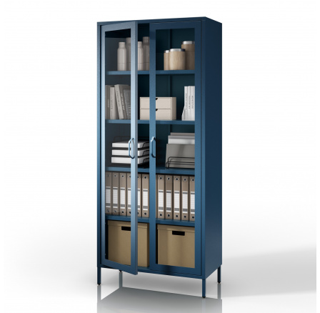 Üvegezett vitrin kék Modern ANGELO 800 x 1850 x 450 mm Üvegezett vitrin kék Modern ANGELO 800 x 1850 x 450 mm