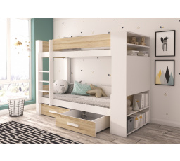 Kétszemélyes emeletes ágy GARET 180x80 Fehér+Sonoma