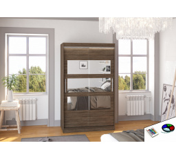 Tolóajtós szekrény tükörrel és LED világítással KOLORADO 120 Choco+Choco